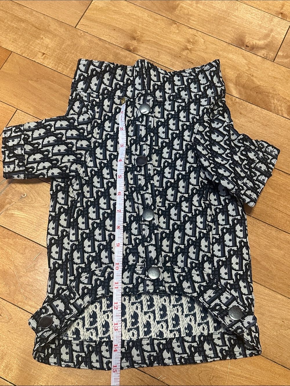 Designer Monogram Button-Up Dog Jacket - Picture 8 of 9